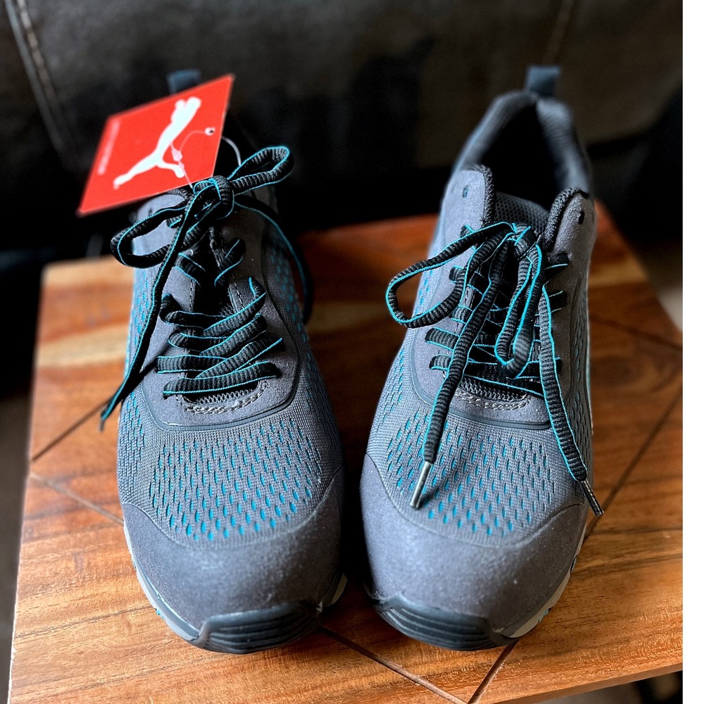 Puma Safety Fuse Knit Blue Wns Low EH Work Shoes Grey Teal Size 7
